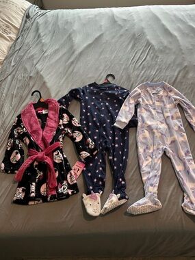 Carter's Girls Unicorn & Star 3-Piece Pajama Set in Black, Navy & Lavender